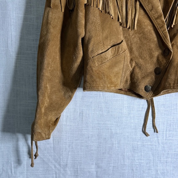 Winlet Tan Suede Fringe Leather Jacket - Picture 4 of 8